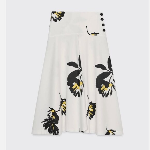ZARA WOMAN $99  PRINTED MIDI SKIRT BLACK / WHITE 2914/150 NWT - Picture 6 of 9